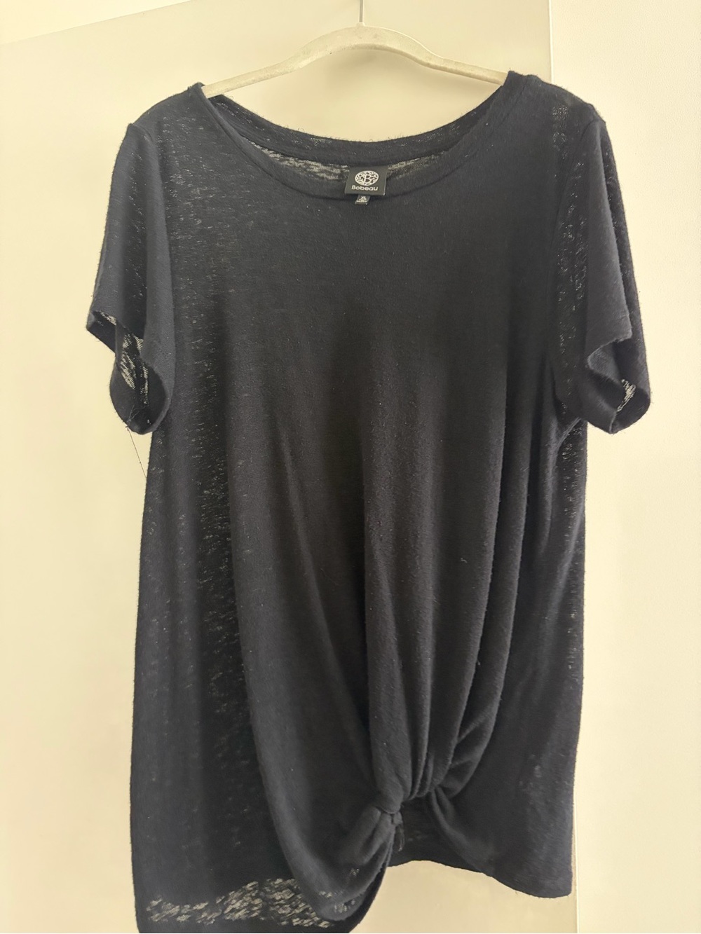 bobeau Black Short-Sleeve Twist Front Tee